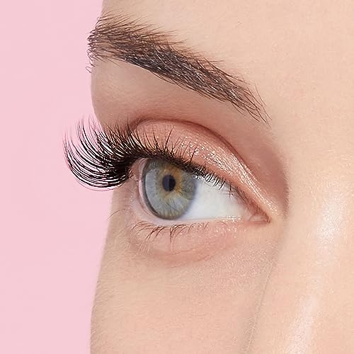 KISS imPRESS Falsies Press On Self Adhesive Eyelashes, 12mm-14mm Glam Volume Press On Lashes, Black, No Glue Needed, Invisible Band, 20 Lash Clusters & Non-Stick Applicator - Spiky