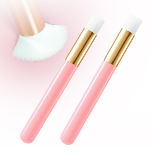 Buqikma 2 Pieces Lash Brush Cleaning Lash Shampoo Brushes for Nose Cleaning Fan Brush Peel Off Blackhead Brushes Remover Tool, Lash Wash Supplies（Pink）