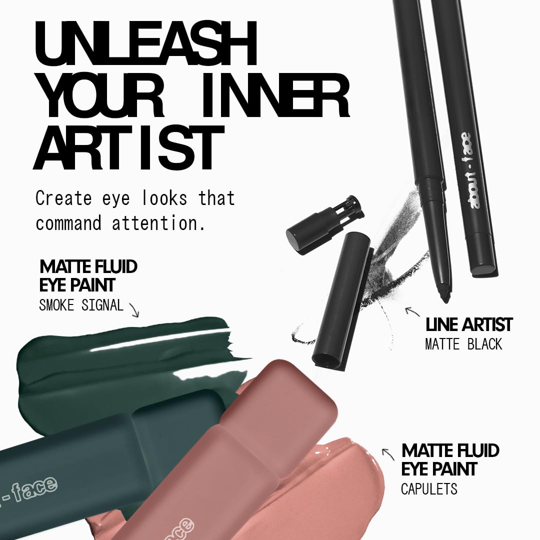 about-face Matte Fluid Eye Paint Capulets – High-Pigment Liquid Eyeshadow, Long-Lasting, No-Budge Matte Finish, Vegan & Cruelty-Free (Soft Brown)