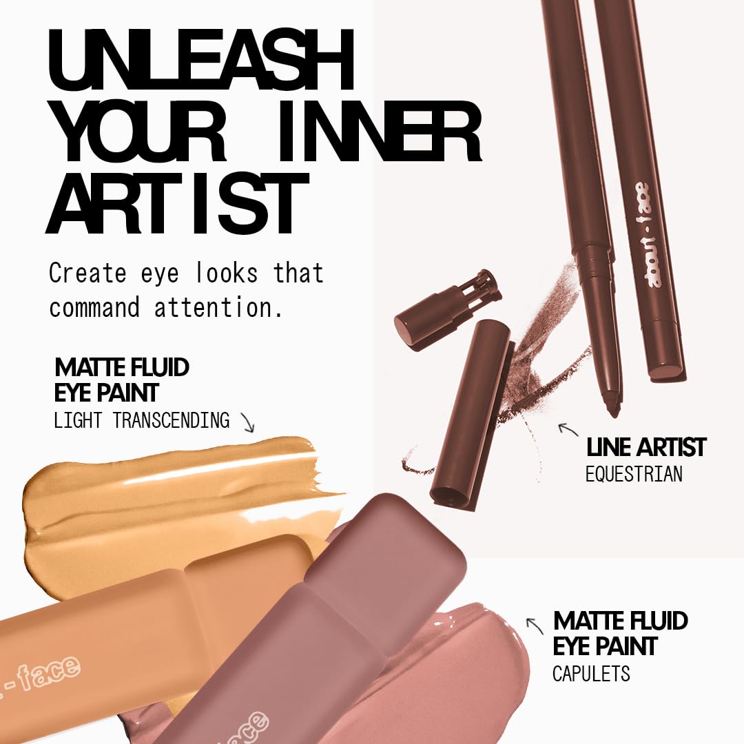 about-face Matte Fluid Eye Paint Capulets – High-Pigment Liquid Eyeshadow, Long-Lasting, No-Budge Matte Finish, Vegan & Cruelty-Free (Soft Brown)