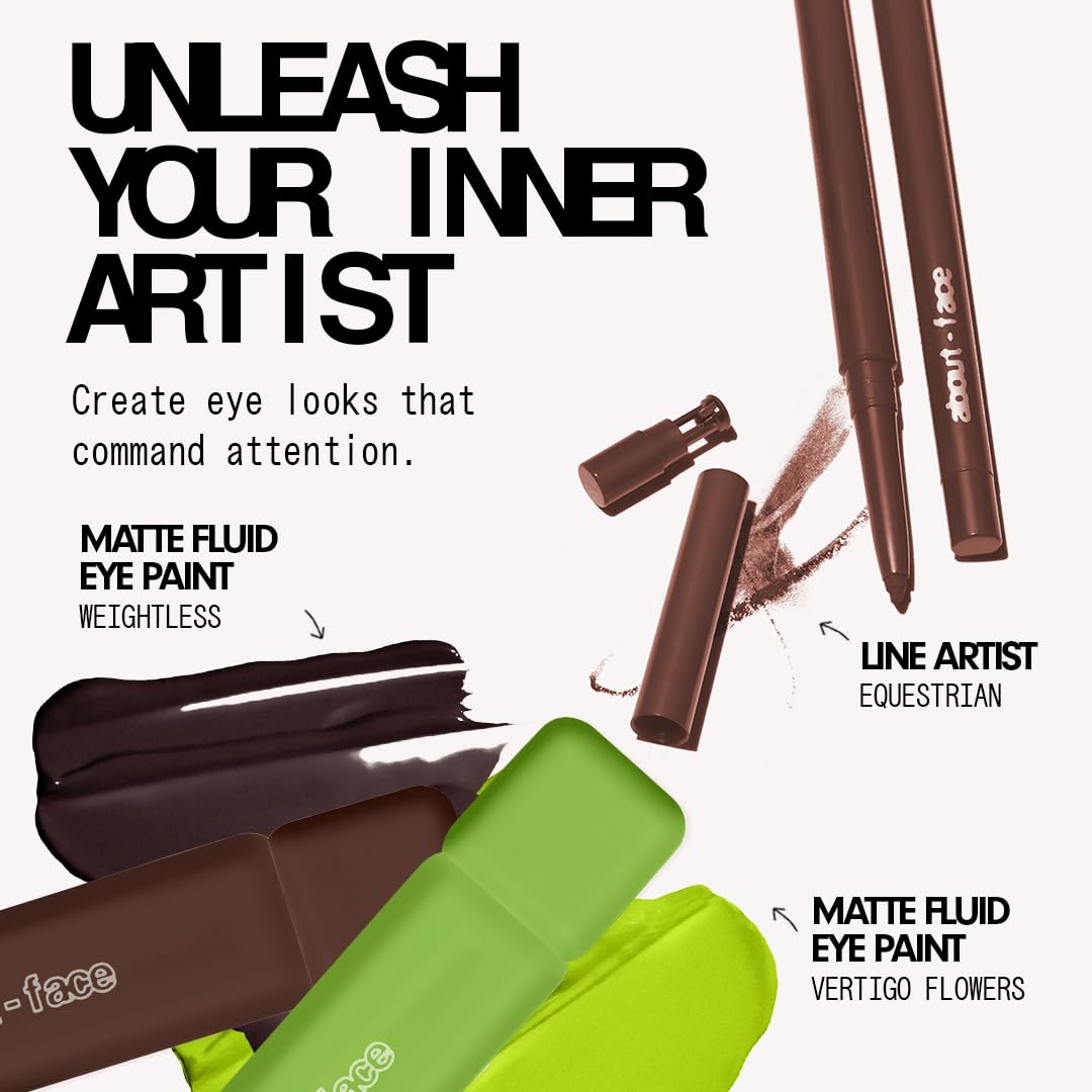 about-face Matte Fluid Eye Paint Capulets – High-Pigment Liquid Eyeshadow, Long-Lasting, No-Budge Matte Finish, Vegan & Cruelty-Free (Soft Brown)