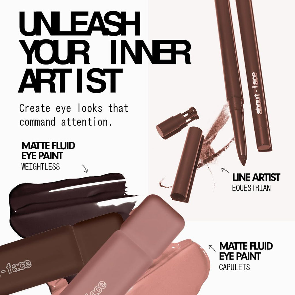 about-face Matte Fluid Eye Paint Capulets – High-Pigment Liquid Eyeshadow, Long-Lasting, No-Budge Matte Finish, Vegan & Cruelty-Free (Soft Brown)