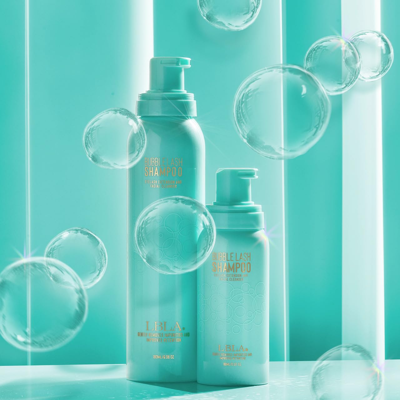 LBLA Bubble Lash Shampoo/Daily Lash Extension Cleanser/Lash Bath – Full Size, Travel Size & mini kit with brush – Gentle pH-Balanced Lash Cleanser and Makeup Remover (180 ML)