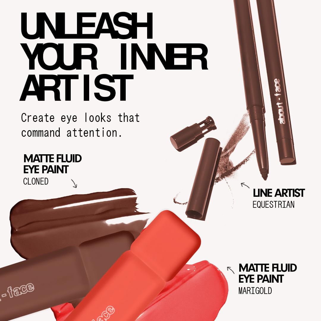 about-face Matte Fluid Eye Paint Capulets – High-Pigment Liquid Eyeshadow, Long-Lasting, No-Budge Matte Finish, Vegan & Cruelty-Free (Soft Brown)