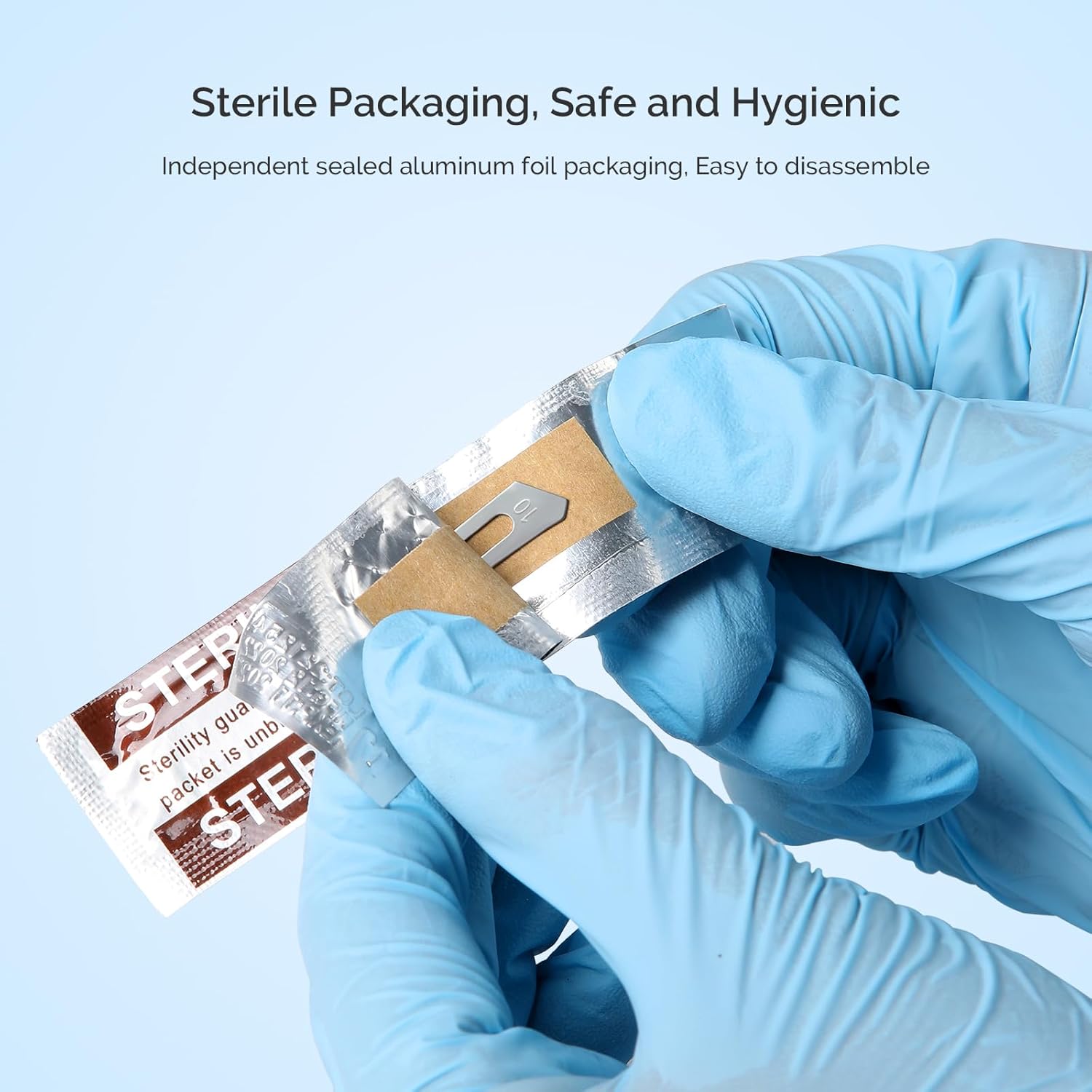 JMU 100pcs Sterile Surgical Blades #10, Stainless Steel Scalpel Blades, Individually Foil Wrapped