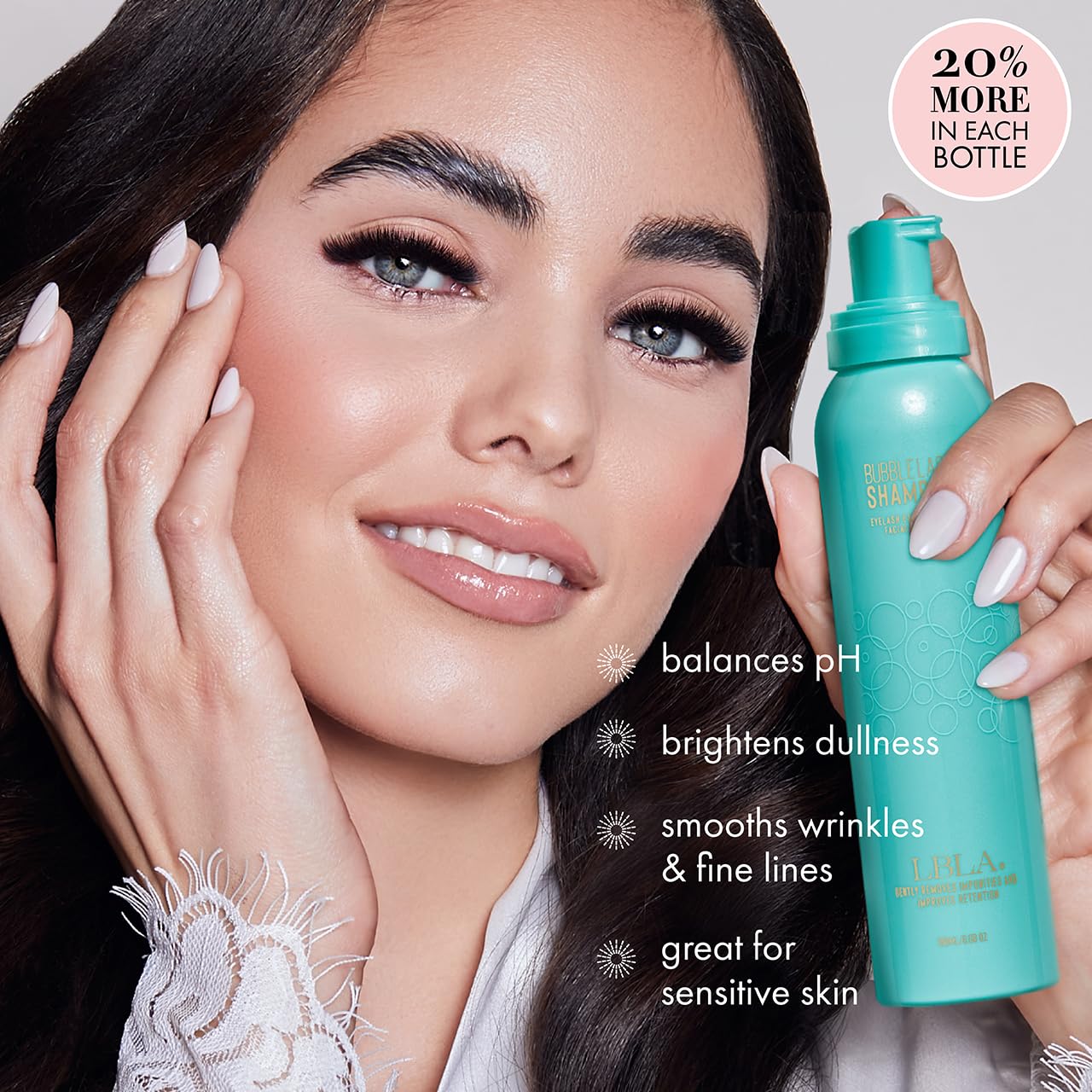 LBLA Bubble Lash Shampoo/Daily Lash Extension Cleanser/Lash Bath – Full Size, Travel Size & mini kit with brush – Gentle pH-Balanced Lash Cleanser and Makeup Remover (80 ML)