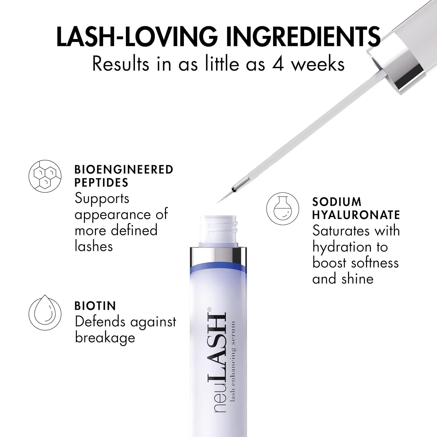 Eye Lash Enhancing Serum for Thicker, Longer Looking Lashes - neuLASH Eyelash Serum by Skin Research Laboratories - Advanced Formula Improves the Look of Natural Lash Follicles & Healthy Lash Lines