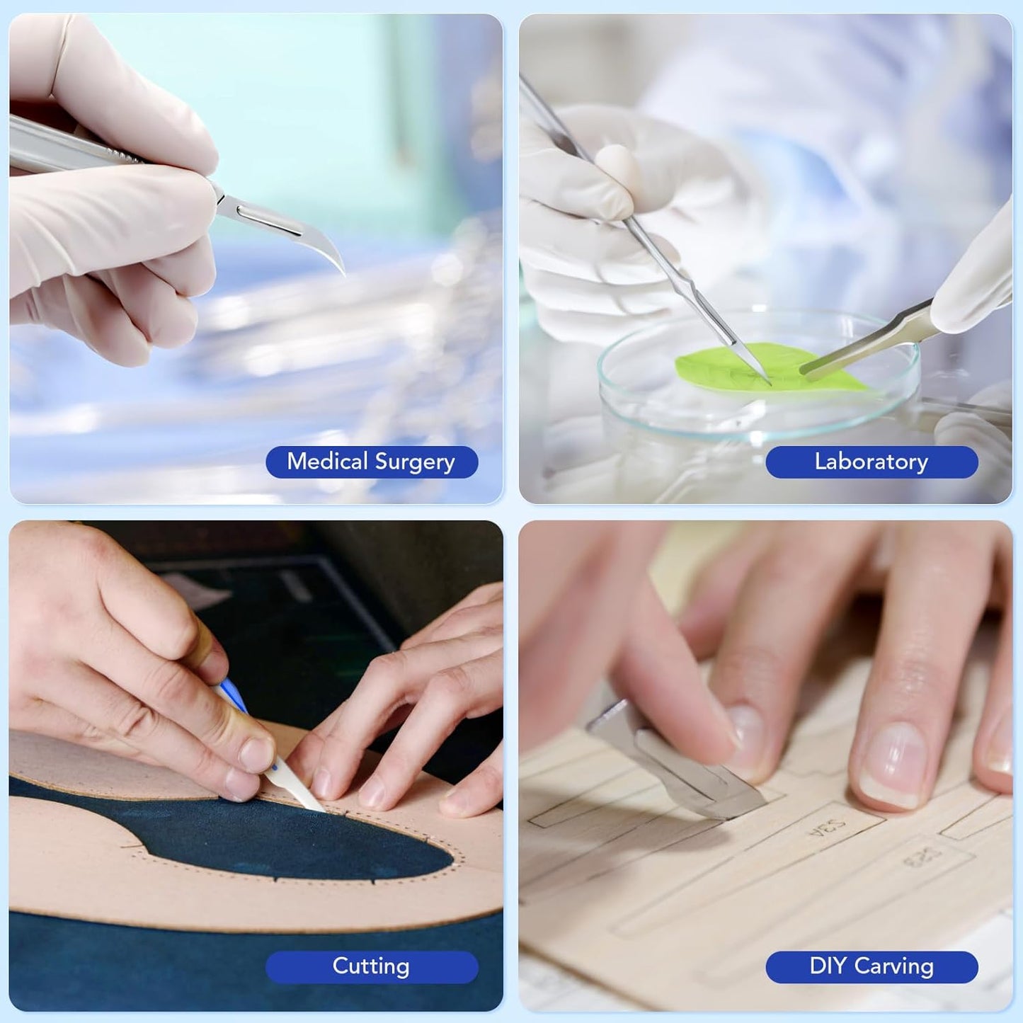 JMU 100pcs Sterile Surgical Blades #10, Stainless Steel Scalpel Blades, Individually Foil Wrapped
