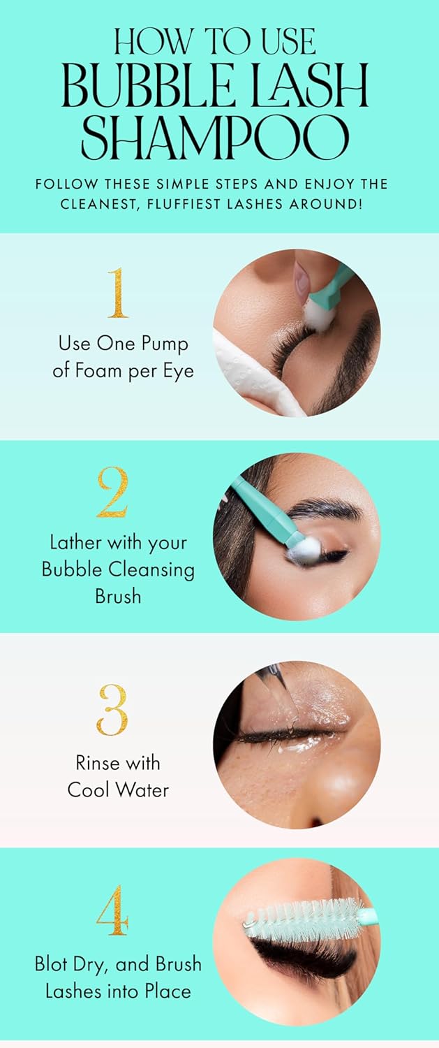 LBLA Bubble Lash Shampoo/Daily Lash Extension Cleanser/Lash Bath – Full Size, Travel Size & mini kit with brush – Gentle pH-Balanced Lash Cleanser and Makeup Remover (180 ML)