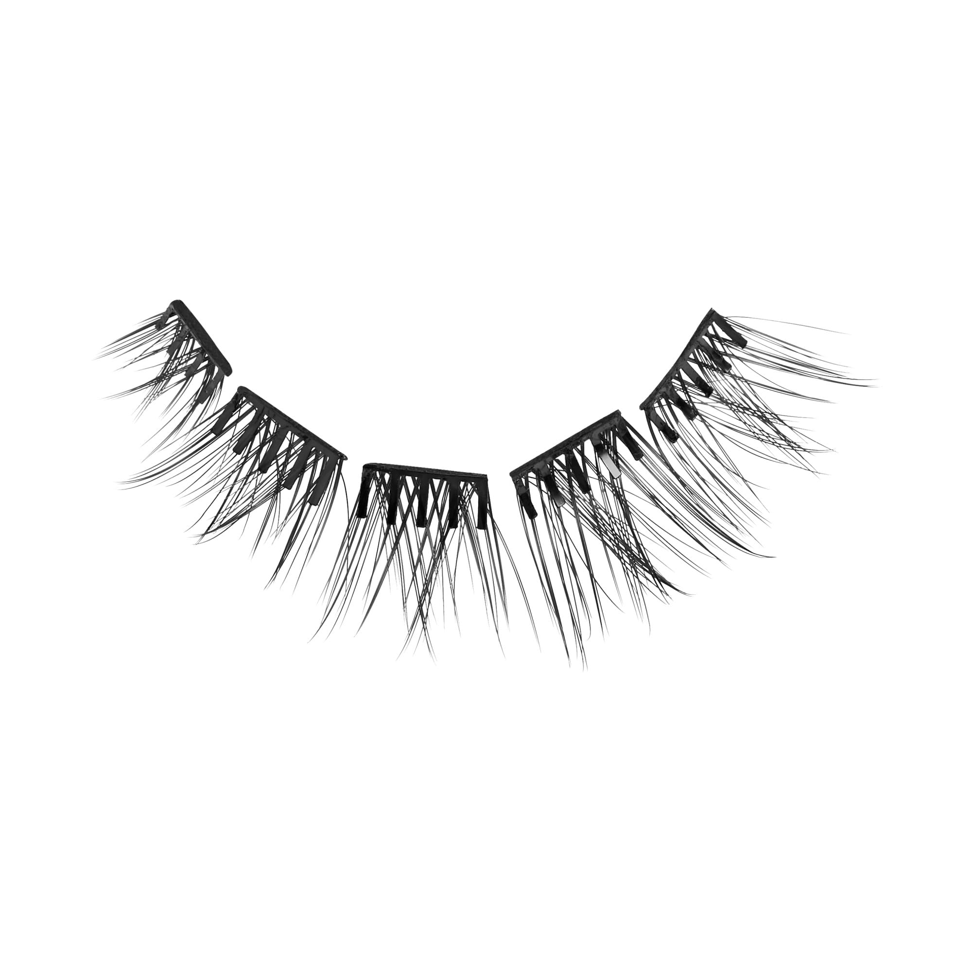 KISS imPRESS Falsies Press On Self Adhesive Eyelashes, 12mm-14mm Glam Volume Press On Lashes, Black, No Glue Needed, Invisible Band, 20 Lash Clusters & Non-Stick Applicator - Spiky