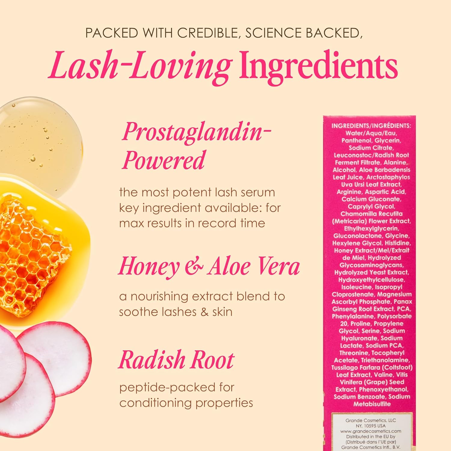 Grande Cosmetics GrandeLASH-MD Lash Enhancing Serum - Peptide & Vitamin Infused Formula for Longer, Thicker, Fuller Looking Lashes - Ophthalmologist Tested, Cruelty-Free