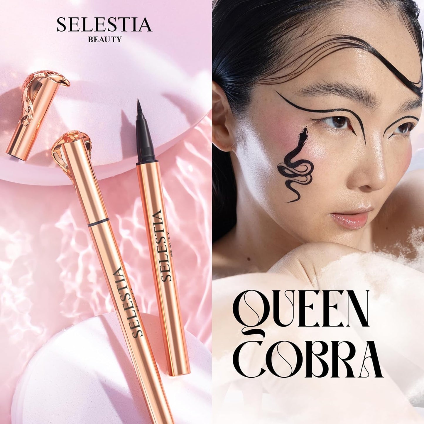 Black Liquid Eyeliner Pencil Queen Cobra – Long-Lasting – Quick-Drying, No Flaking – Thin Applicator & Intense Color – 0.016 fl.oz