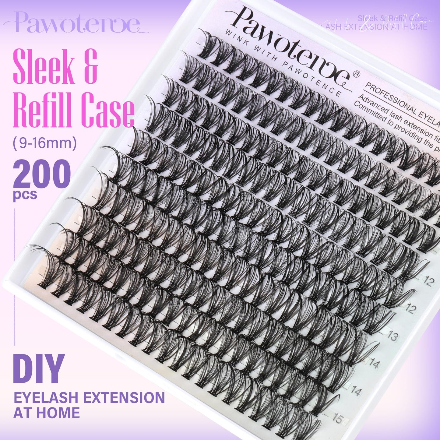 Pawotence Lash Extension Kit DIY 280pcs Lash Clusters Eyelash Extension Kit, 9-16mm 30D 40D Individual Lashes Kit with Lash Bond and Seal, Lash Tweezers for Self Use (30D&40D, 0.07D, 9-16mm, Kit)