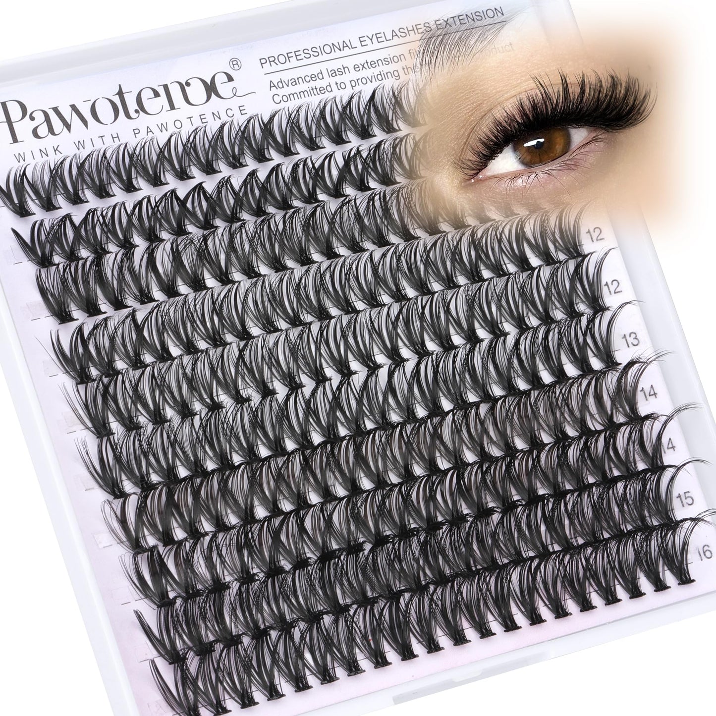 Pawotence Lash Extension Kit DIY 280pcs Lash Clusters Eyelash Extension Kit, 9-16mm 30D 40D Individual Lashes Kit with Lash Bond and Seal, Lash Tweezers for Self Use (30D&40D, 0.07D, 9-16mm, Kit)